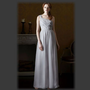 NWT Silver Long Bridesmaid Dress Size 14